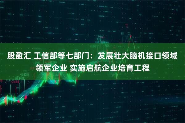 股盈汇 工信部等七部门：发展壮大脑机接口领域领军企业 实施启航企业培育工程
